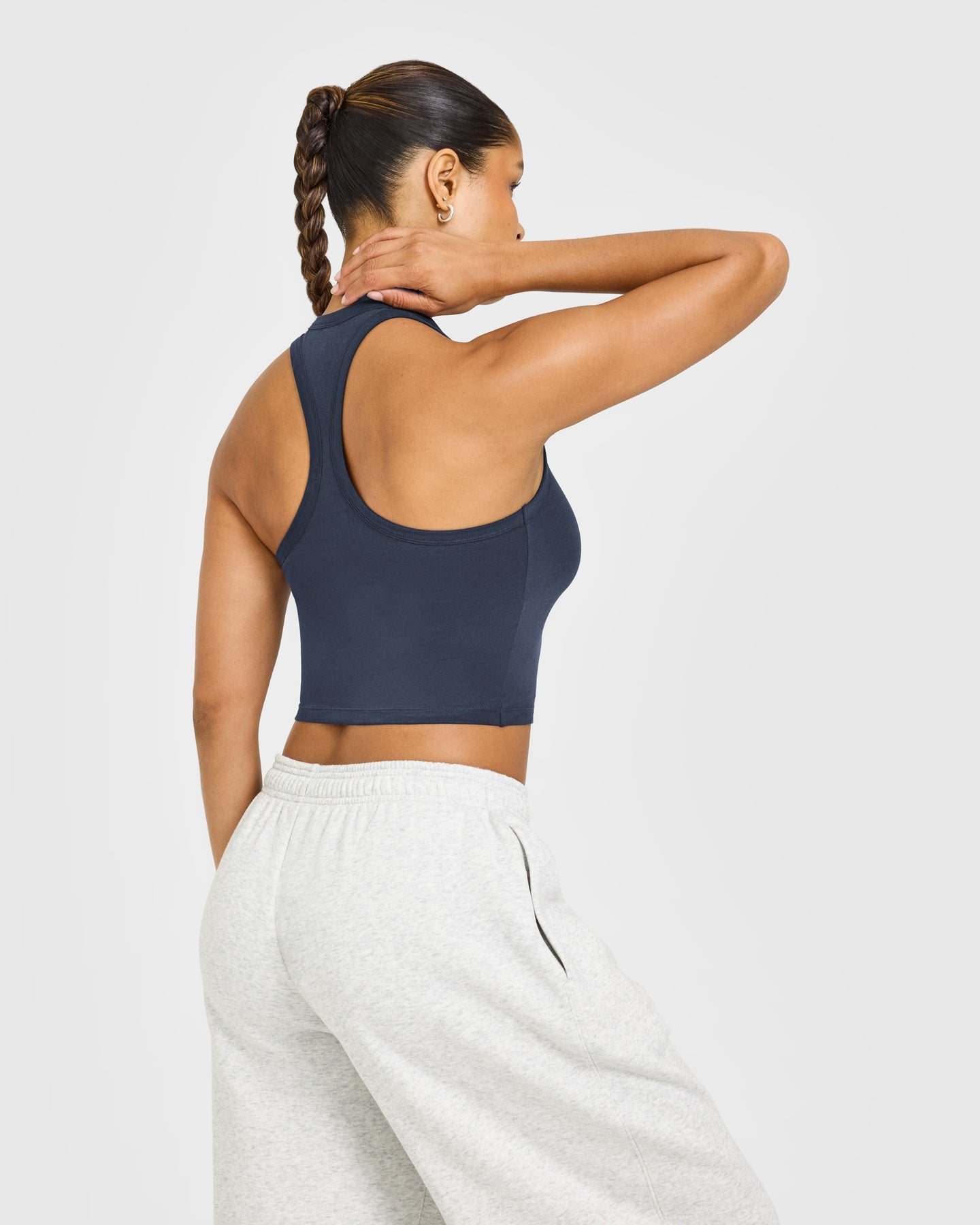 Cotton Fitted Mid Vest with Grey Logo | True Blue