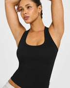 Cotton Fitted Vest with Grey Logo | Black