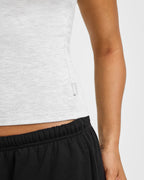 Cotton Fitted Vest with Grey Logo | Light Grey Marl