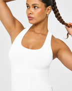 Cotton Fitted Vest with Grey Logo | White