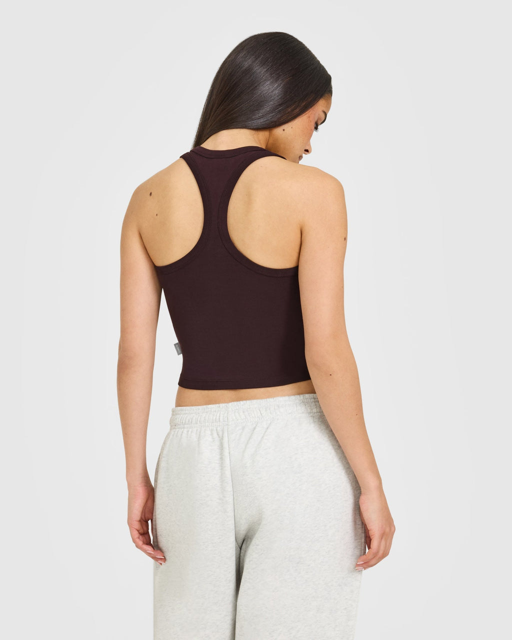 Cotton Fitted Mid Vest with Grey Logo | Plum Brown