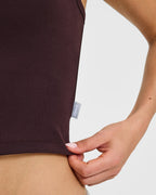 Cotton Fitted Mid Vest with Grey Logo | Plum Brown