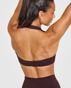 EasyLift™ Halter Bralette with White Logo | Plum Brown