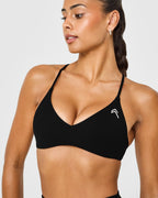 EasyLift™ Ultra Minimal Bralette with White Logo | Black