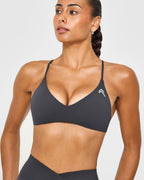 EasyLift™ Ultra Minimal Bralette with White Logo | Coal