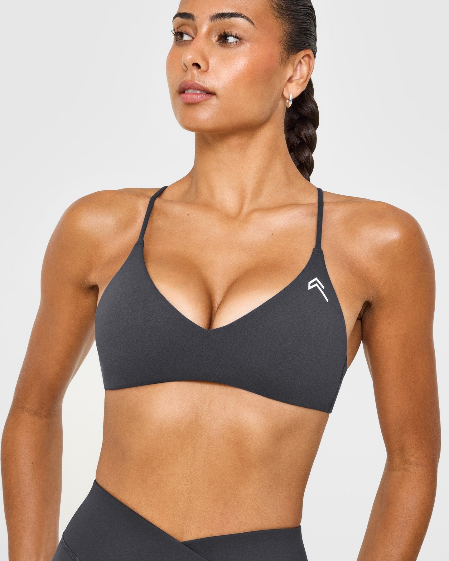 EasyLift™ Ultra Minimal Bralette with White Logo | Coal