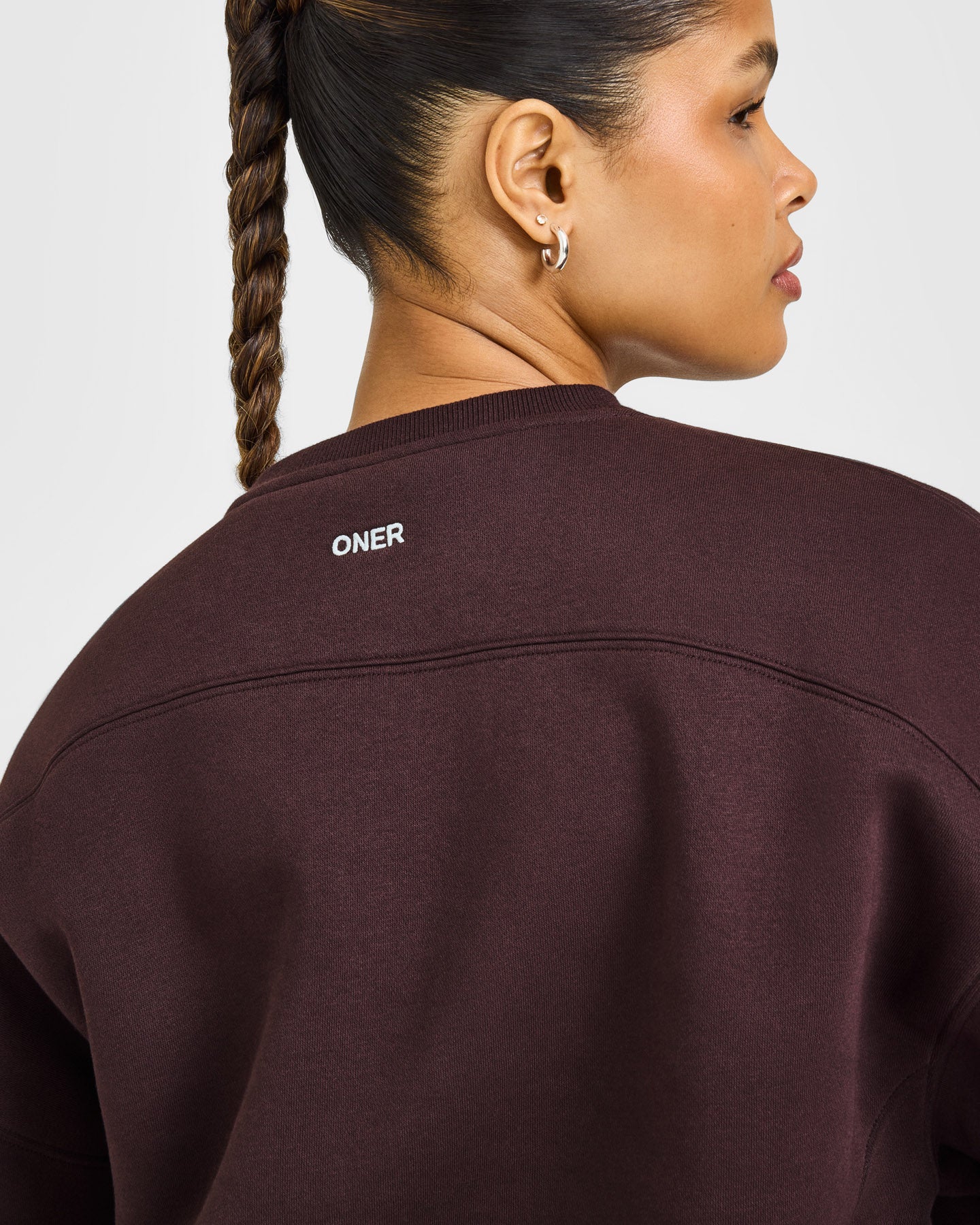 Foundations Crew Neck Sweatshirt with Grey Logo | Plum Brown