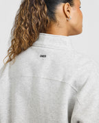 Foundations Oversized 1/4 Zip Sweatshirt | Light Grey Marl