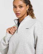 Foundations Oversized 1/4 Zip Sweatshirt | Light Grey Marl