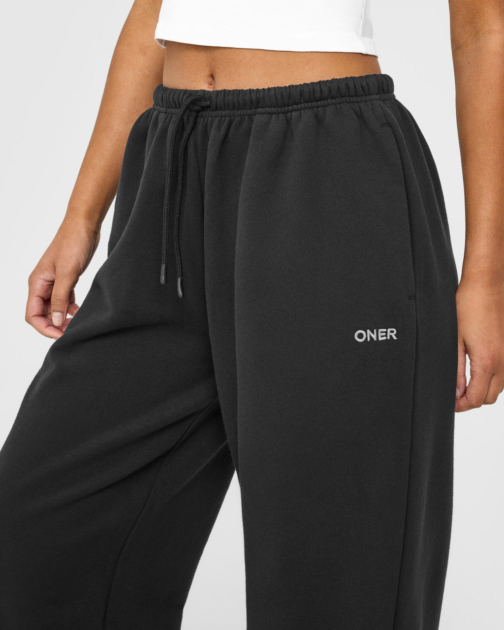Mid Weight Relaxed Straight Leg Joggers | Soft Black