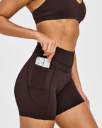 Unified High Waisted Pocket Shorts 6" | 70% Cocoa