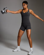 Unified V Neck Cross Back Vest White Logo | Coal