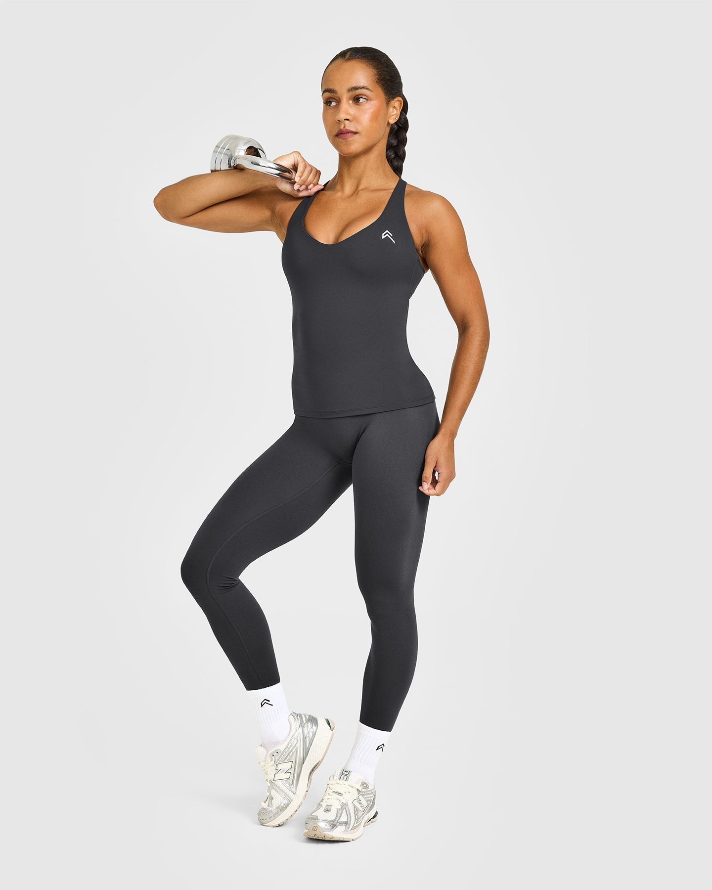 Unified V Neck Cross Back Vest White Logo | Coal