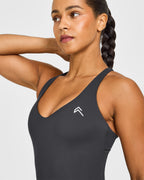 Unified V Neck Cross Back Vest White Logo | Coal