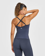 Unified V Neck Cross Back Vest White Logo | True Blue