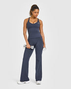 Unified V Neck Cross Back Vest White Logo | True Blue