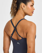 Unified V Neck Cross Back Vest White Logo | True Blue