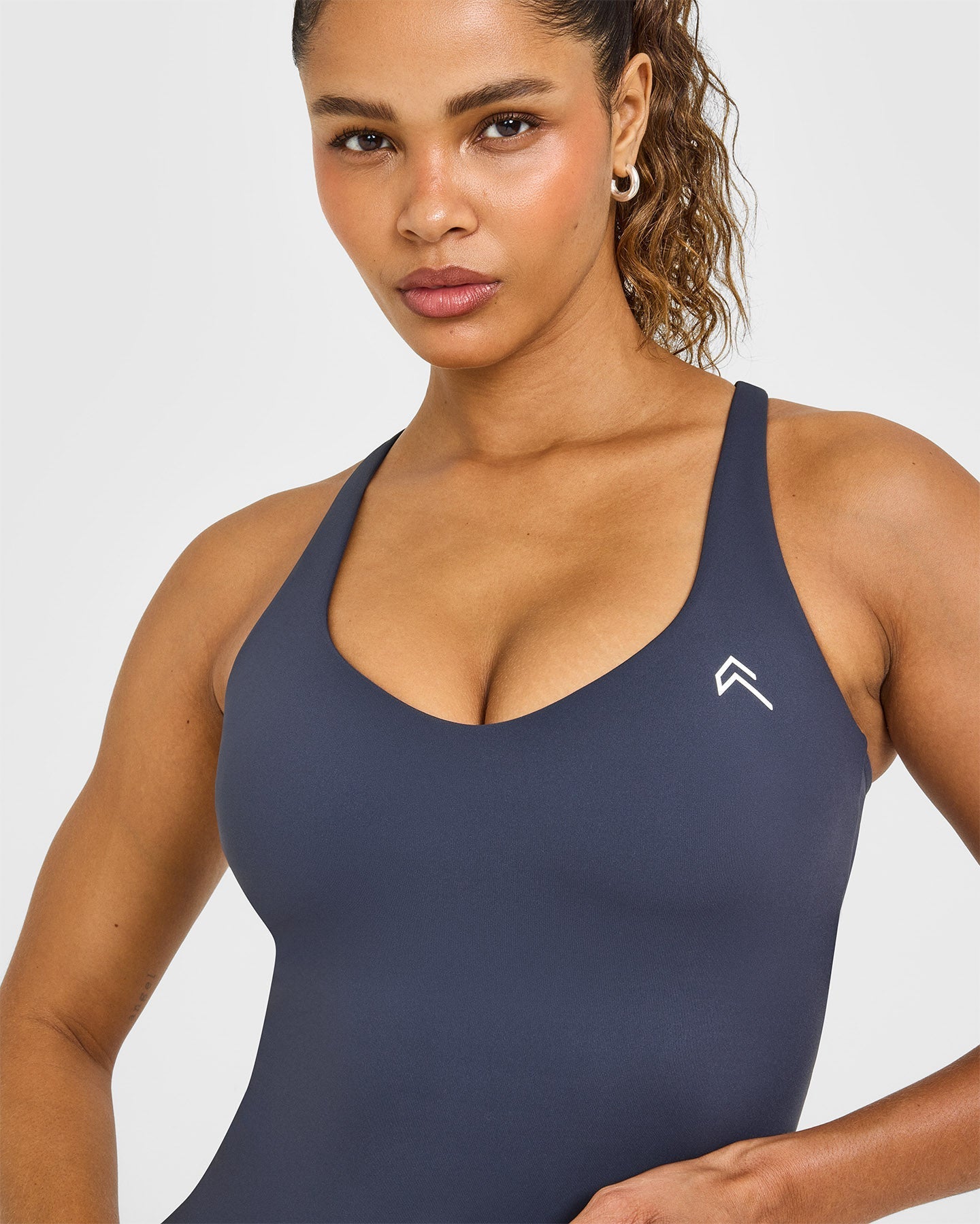 Unified V Neck Cross Back Vest White Logo | True Blue