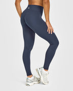Unified Wrap Leggings White Logo | True Blue