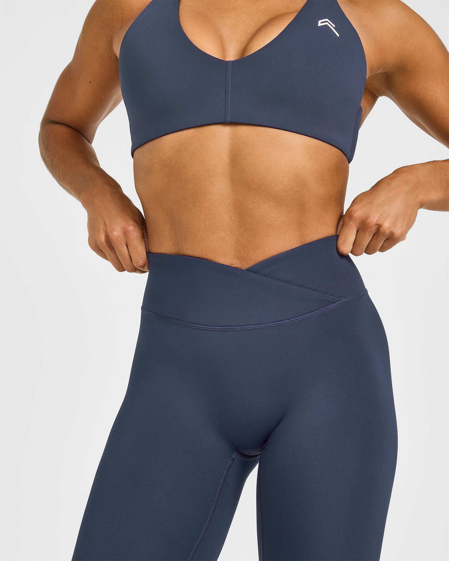 Unified Wrap Leggings White Logo | True Blue