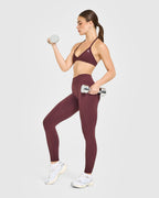 EnhanceLift™ Seamless Leggings with White Logo | Velvet Mocha