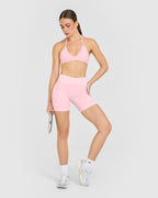 EnhanceLift™ Seamless Shorts with White Logo | Cherry Blossom Pink