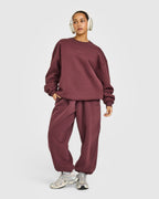 Foundations Oversized Crew Neck Sweatshirt with Oner Embroidery | Washed Velvet Mocha