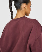 Foundations Oversized Crew Neck Sweatshirt with Oner Embroidery | Washed Velvet Mocha