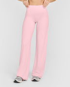SoftMotion™ Straight Leg Bottoms with White Logo | Cherry Blossom Pink