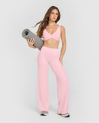 SoftMotion™ Scoop Back Bralette with White Logo | Cherry Blossom Pink