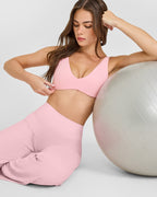 SoftMotion™ Scoop Back Bralette with White Logo | Cherry Blossom Pink