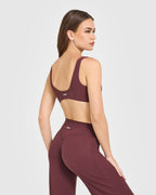 SoftMotion™ Scoop Back Bralette with White Logo | Velvet Mocha