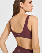 SoftMotion™ Scoop Back Bralette with White Logo | Velvet Mocha