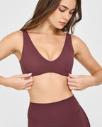 SoftMotion™ Scoop Back Bralette with White Logo | Velvet Mocha