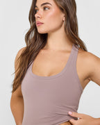 Cotton Fitted Mid Vest | Dusty Purple