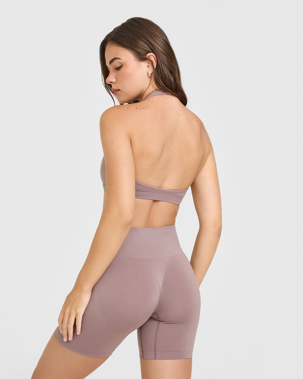 EasyLift™ Halter Bralette with White Logo | Dusty Purple
