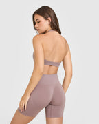 EasyLift™ Halter Bralette with White Logo | Dusty Purple