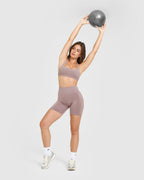 EasyLift™ Halter Bralette with White Logo | Dusty Purple