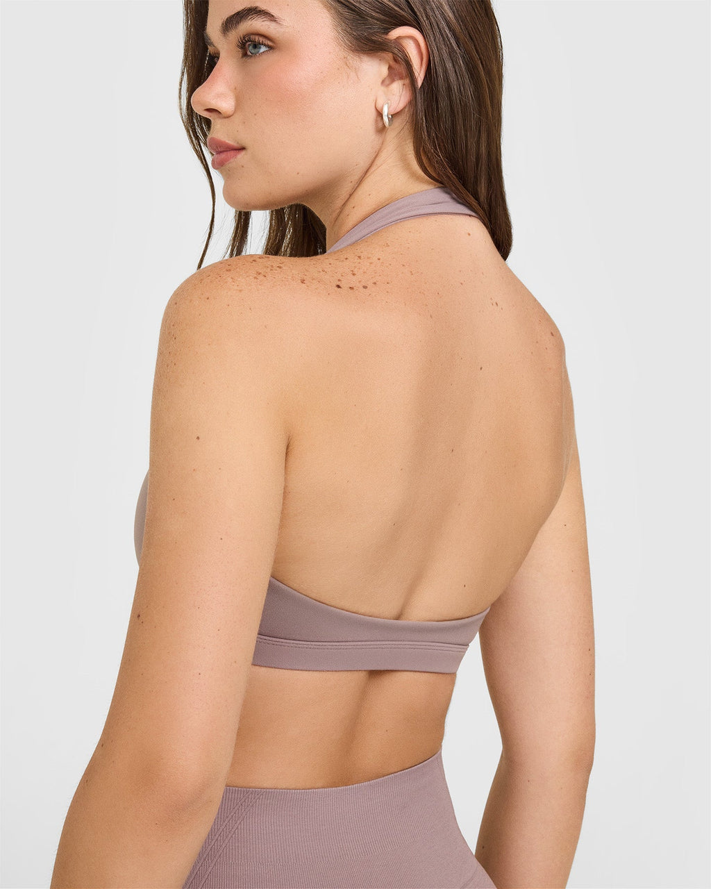 EasyLift™ Halter Bralette with White Logo | Dusty Purple