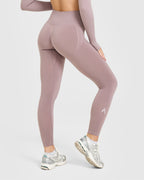 Effortless Seamless Leggings with White Logo | Dusty Purple