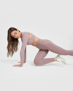 Effortless Seamless Leggings with White Logo | Dusty Purple