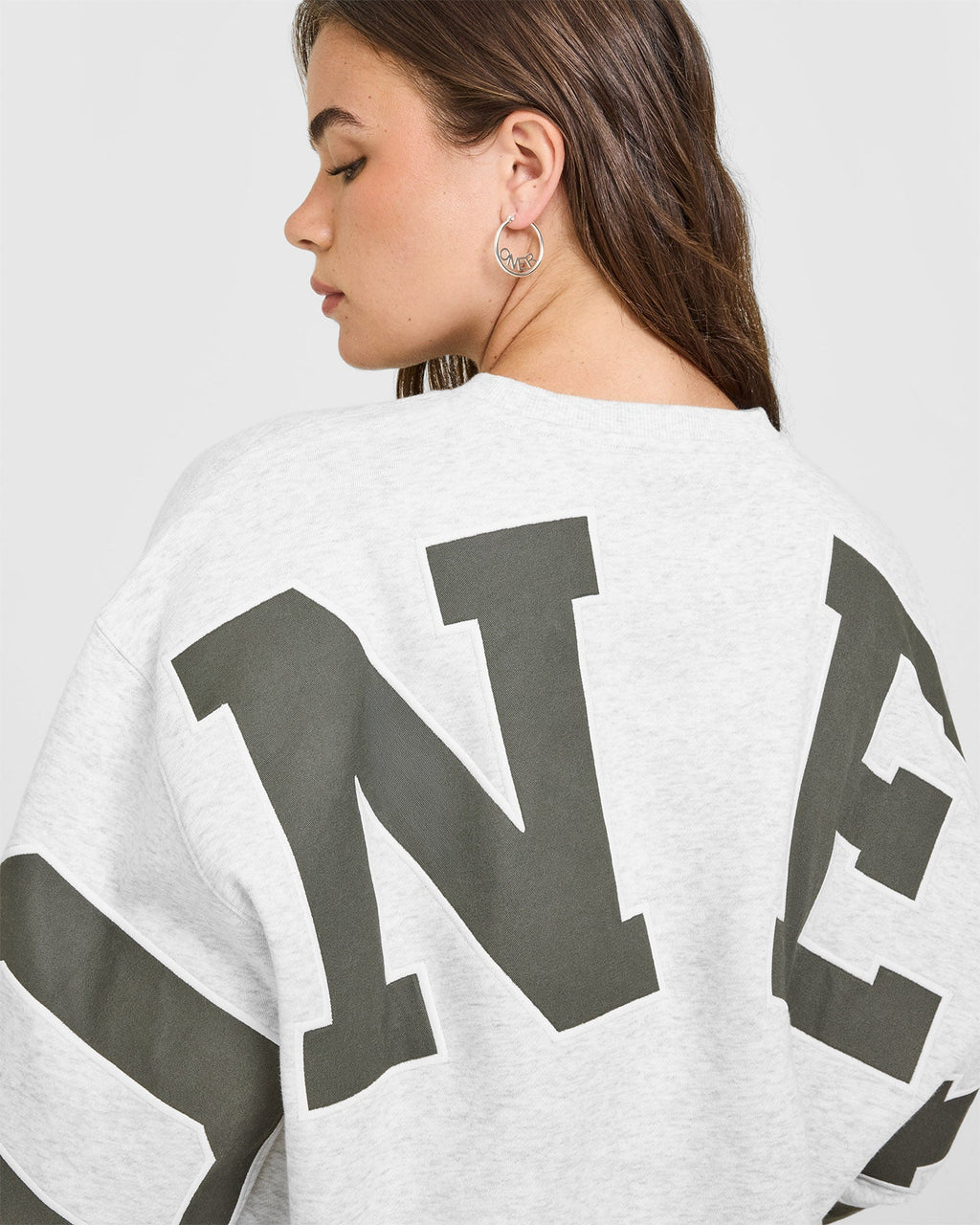 Foundations Oversized Oner Crew Neck Sweatshirt | Light Grey Marl
