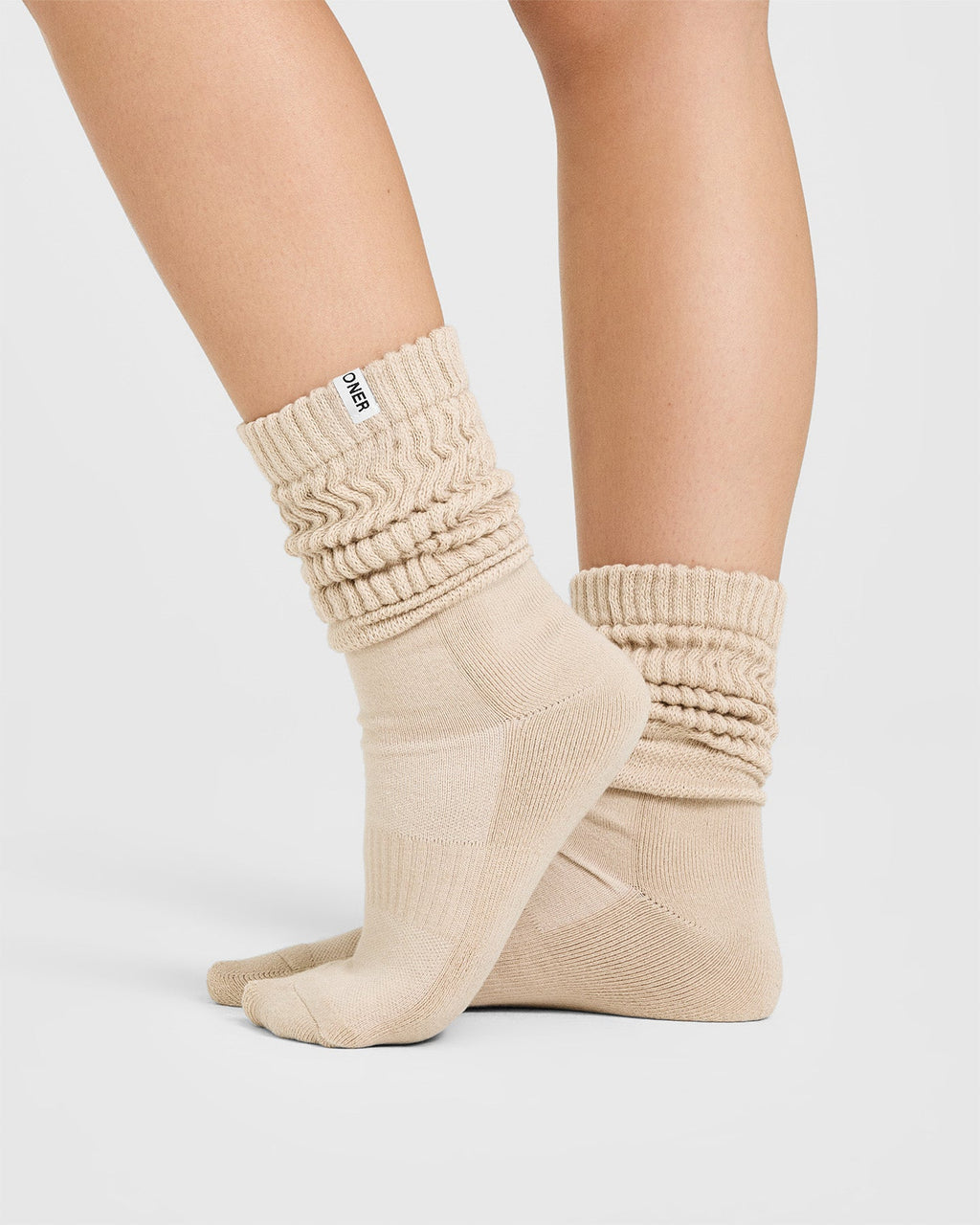 Slouchy Lounge Socks 2 Pack | Sand/ White