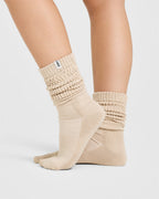 Slouchy Lounge Socks 2 Pack | Sand/ White