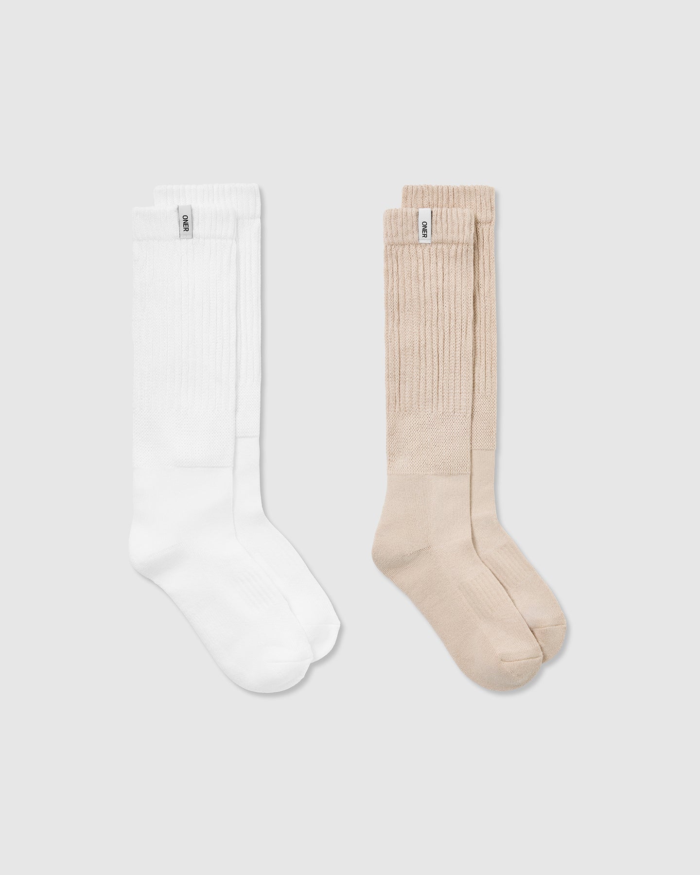 Slouchy Lounge Socks 2 Pack | Sand/ White