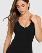 SoftMotion™ Scoop Back Flared All In One Long with White Logo | Black