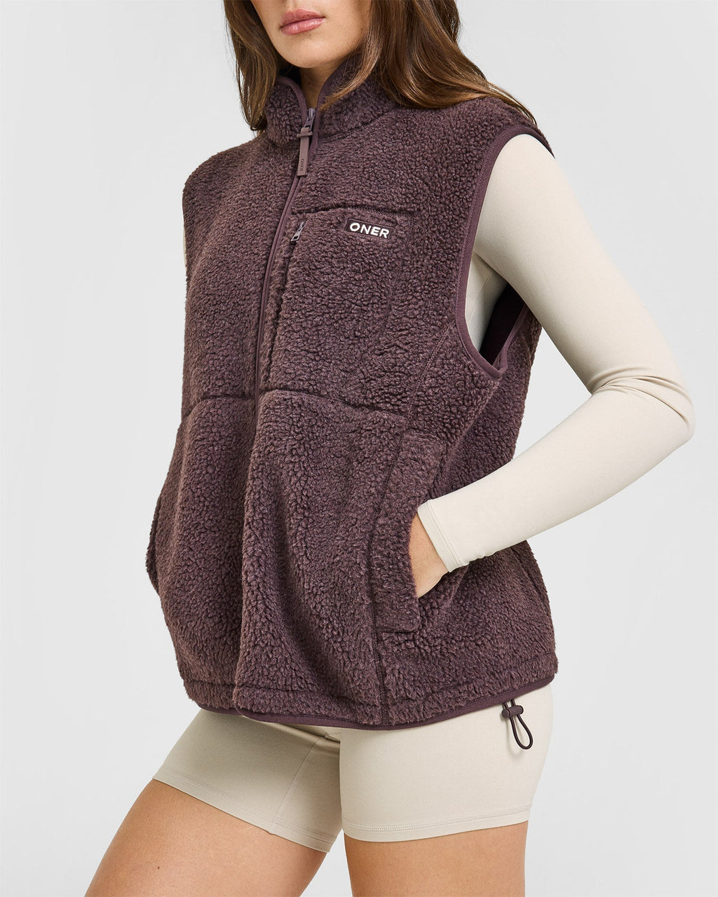 Fleece Gilet with Chest Pocket | Umber Brown