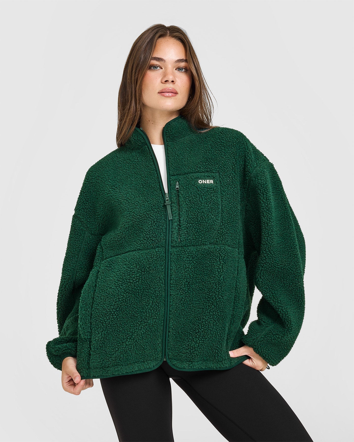 Fleece Jacket with Chest Pocket | Racing Green