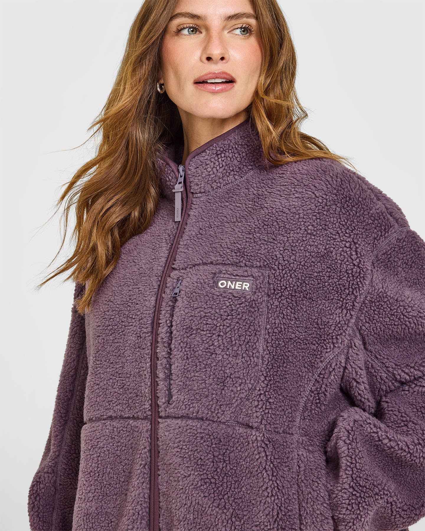 Fleece Jacket with Chest Pocket | Vintage Purple