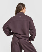 Foundations Oversized 1/4 Zip Sweatshirt | Umber Brown